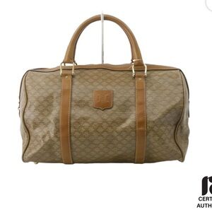 Celine Beige/Tan Coated Canvas Vintage Triomphe Duffel Bag